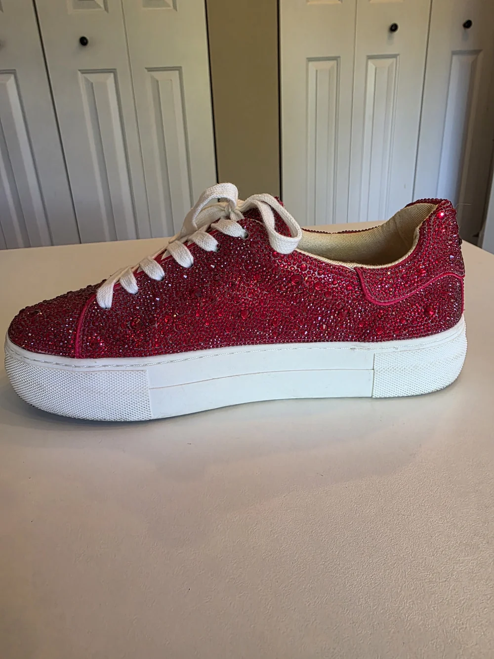 Betsey Johnson Sidny Rhinestone Platform Sneaker - Size 7.5